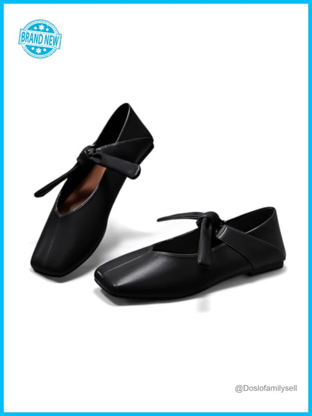 Coutgo Womens Mary Jane Flats Bow Square Toe Ballet Slip On Dressy Comfortable